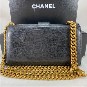 SOLD 100% authentic vintage chanel lambskin leather wallet on chain